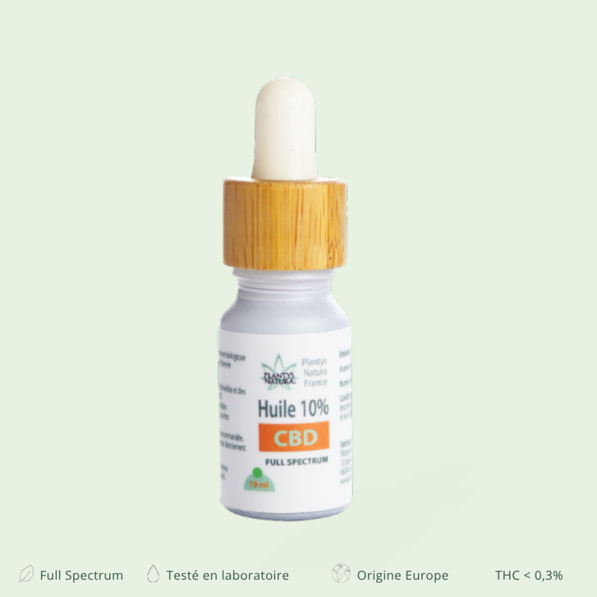 Huile CBD full spectrum testée en laboratoire origine Europe THC inférieur à 0,3%