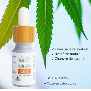 huile cbd 30% plantys natura avec bénéfices relaxation maximale