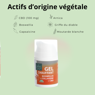 Gel chauffant CBD 50 ml avec actifs végétaux arnica boswellia capsaicine