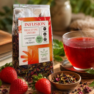 Infusion CBD chanvre et fraise Plantys Natura - tisane bien-être premium au chanvre