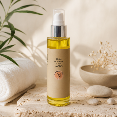 Huile de massage CBD Plantys Natura avec huile de chanvre – soin corps relaxant