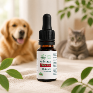Huile CBD 2% pour animaux Plantys Natura – huile de poisson pour chiens et chats