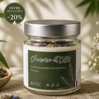 Bougie CBD au chanvre Plantys Natura en promotion -20 %, offre découverte